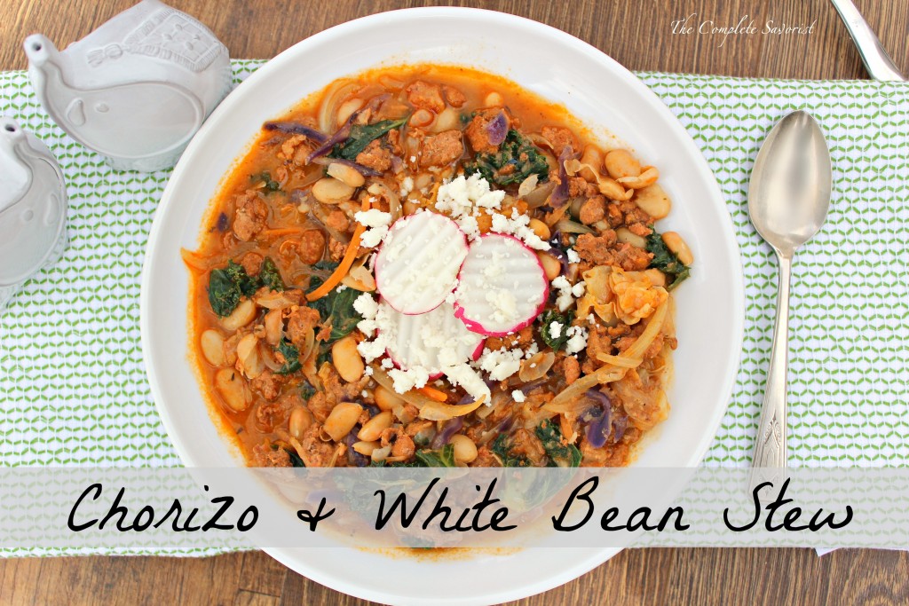 Chorizo and White Bean Stew ~ A simple stew of fresh Mexican chorizo, white beans, greens, and onions prove again how simple ingredients create the greatest flavor ~ The Complete Savorist 